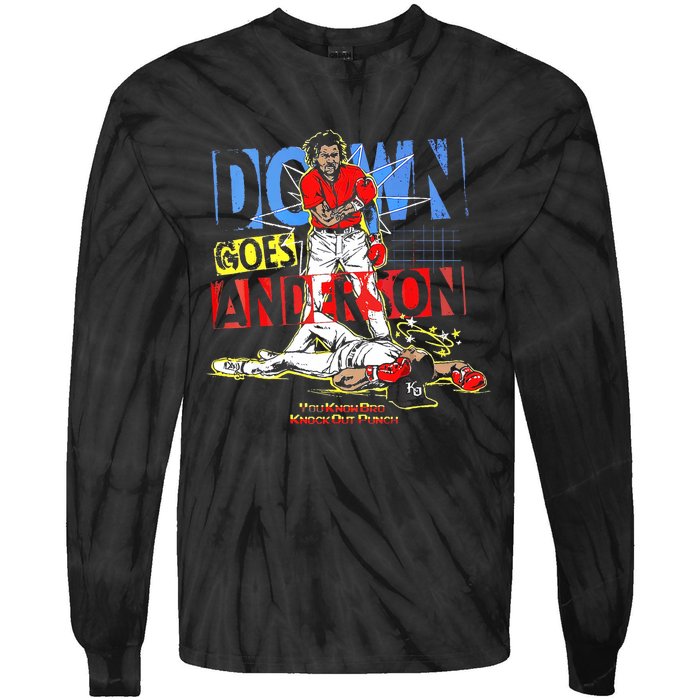 Down Goes Anderson Funny Baseball Tie-Dye Long Sleeve Shirt