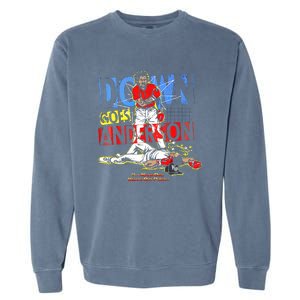 Down Goes Anderson Funny Baseball Garment-Dyed Sweatshirt