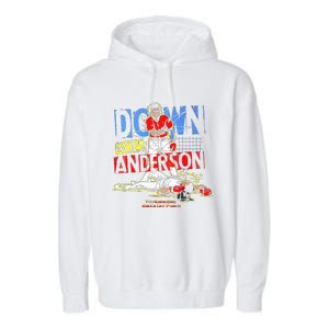 Down Goes Anderson Funny Baseball Garment-Dyed Fleece Hoodie