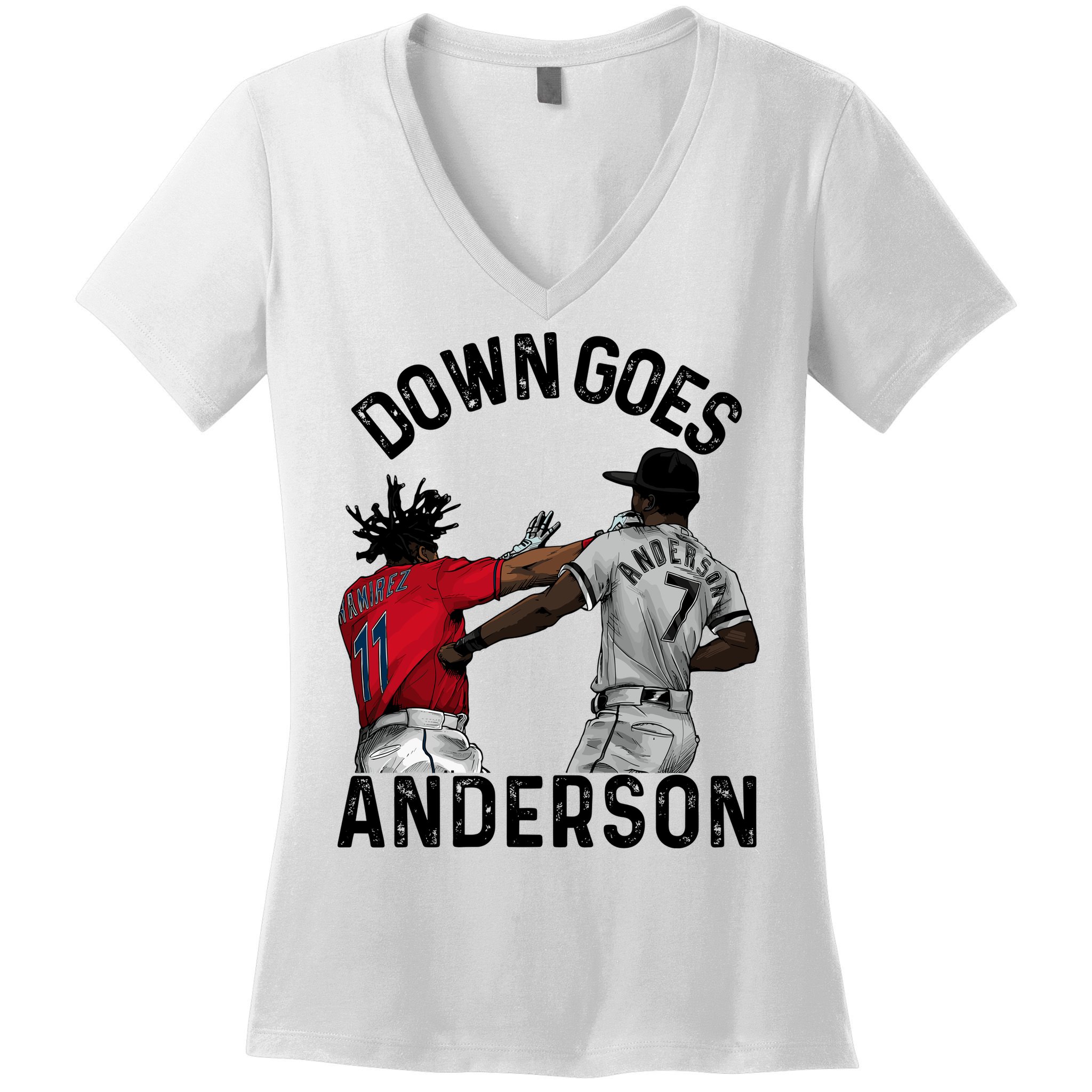 Down Goes Anderson Women's V-Neck T-Shirt