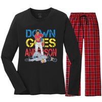 Down Goes Anderson Women's Long Sleeve Flannel Pajama Set 