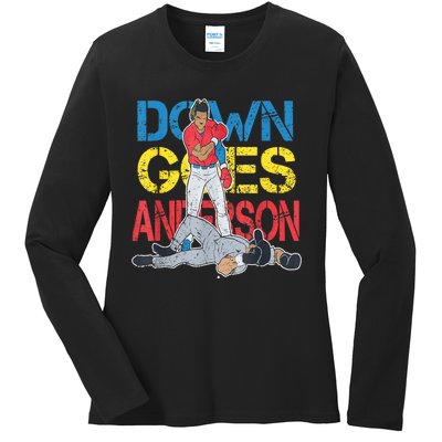 Down Goes Anderson Ladies Long Sleeve Shirt