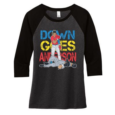 Down Goes Anderson Women's Tri-Blend 3/4-Sleeve Raglan Shirt