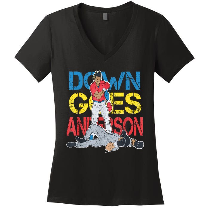 Down Goes Anderson Women's V-Neck T-Shirt