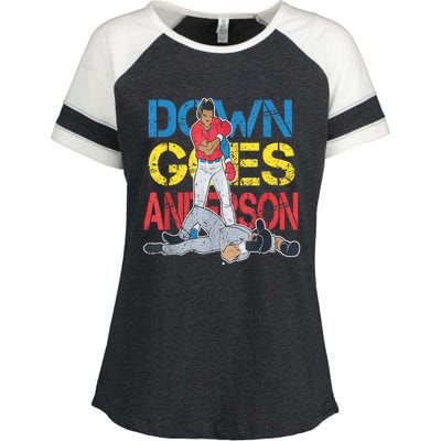 Down Goes Anderson Enza Ladies Jersey Colorblock Tee