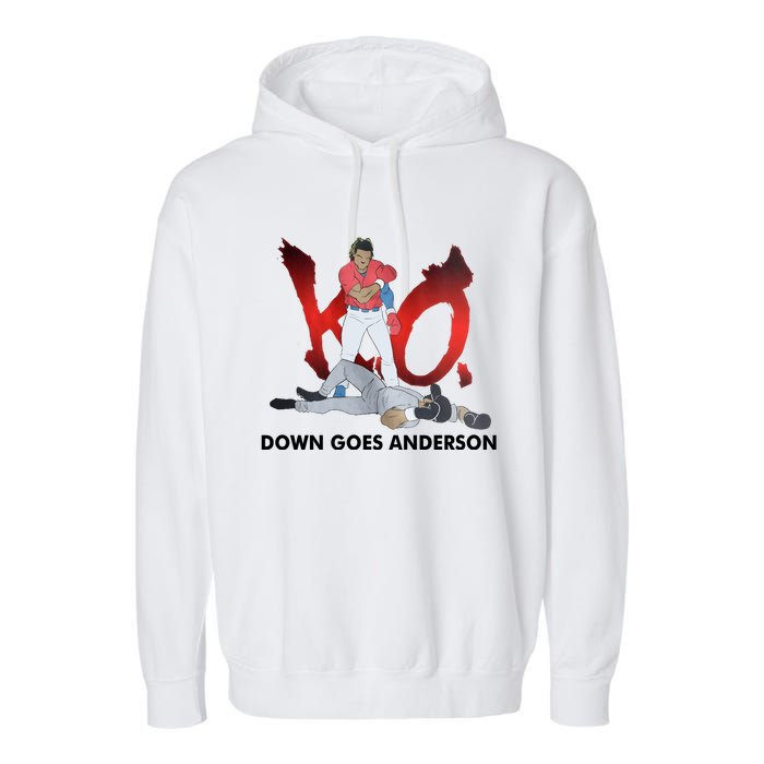 Down Goes Anderson Funny Baseball Meme Garment-Dyed Fleece Hoodie