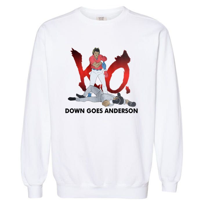 Down Goes Anderson Funny Baseball Meme Garment-Dyed Sweatshirt