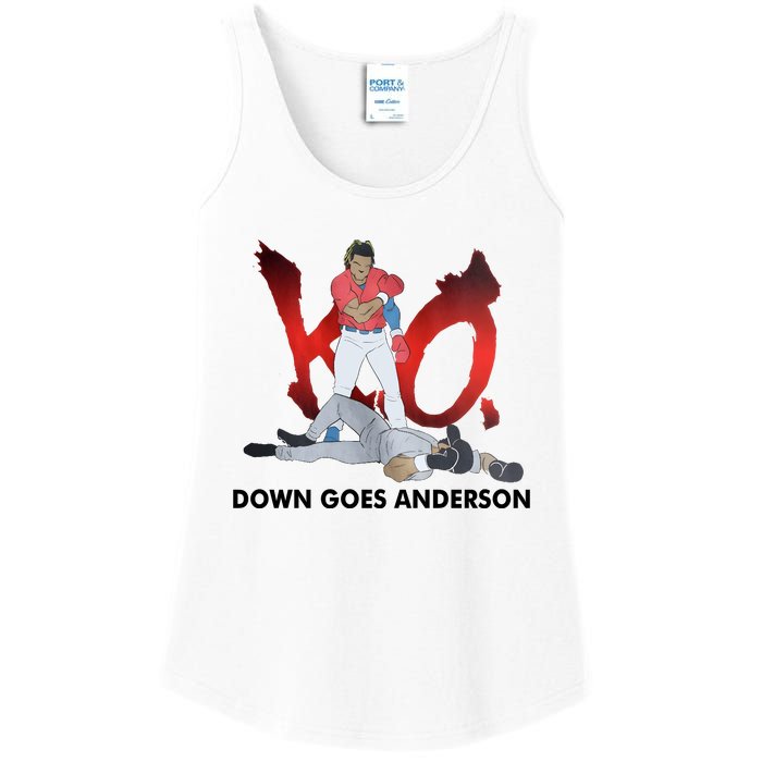 Down Goes Anderson Funny Baseball Meme Ladies Essential Tank