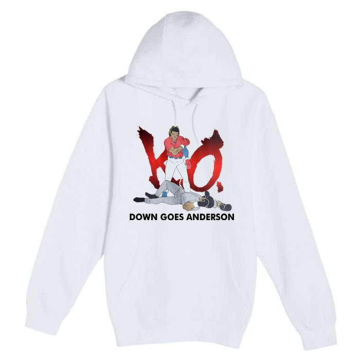 Down Goes Anderson Funny Baseball Meme Premium Pullover Hoodie