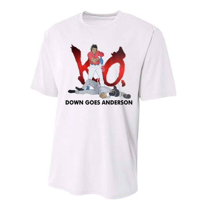 Down Goes Anderson Funny Baseball Meme Performance Sprint T-Shirt