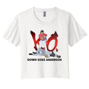 Down Goes Anderson Funny Baseball Meme Women's Crop Top Tee