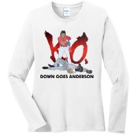 Down Goes Anderson Funny Baseball Meme Ladies Long Sleeve Shirt