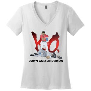 Down Goes Anderson Funny Baseball Meme Women's V-Neck T-Shirt