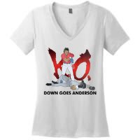 Down Goes Anderson Funny Baseball Meme Women's V-Neck T-Shirt