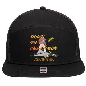 Down Goes Anderson Funny Baseball Meme 7 Panel Mesh Trucker Snapback Hat