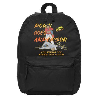 Down Goes Anderson Funny Baseball Meme 16 in Basic Backpack