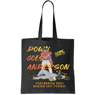 Down Goes Anderson Funny Baseball Meme Bag