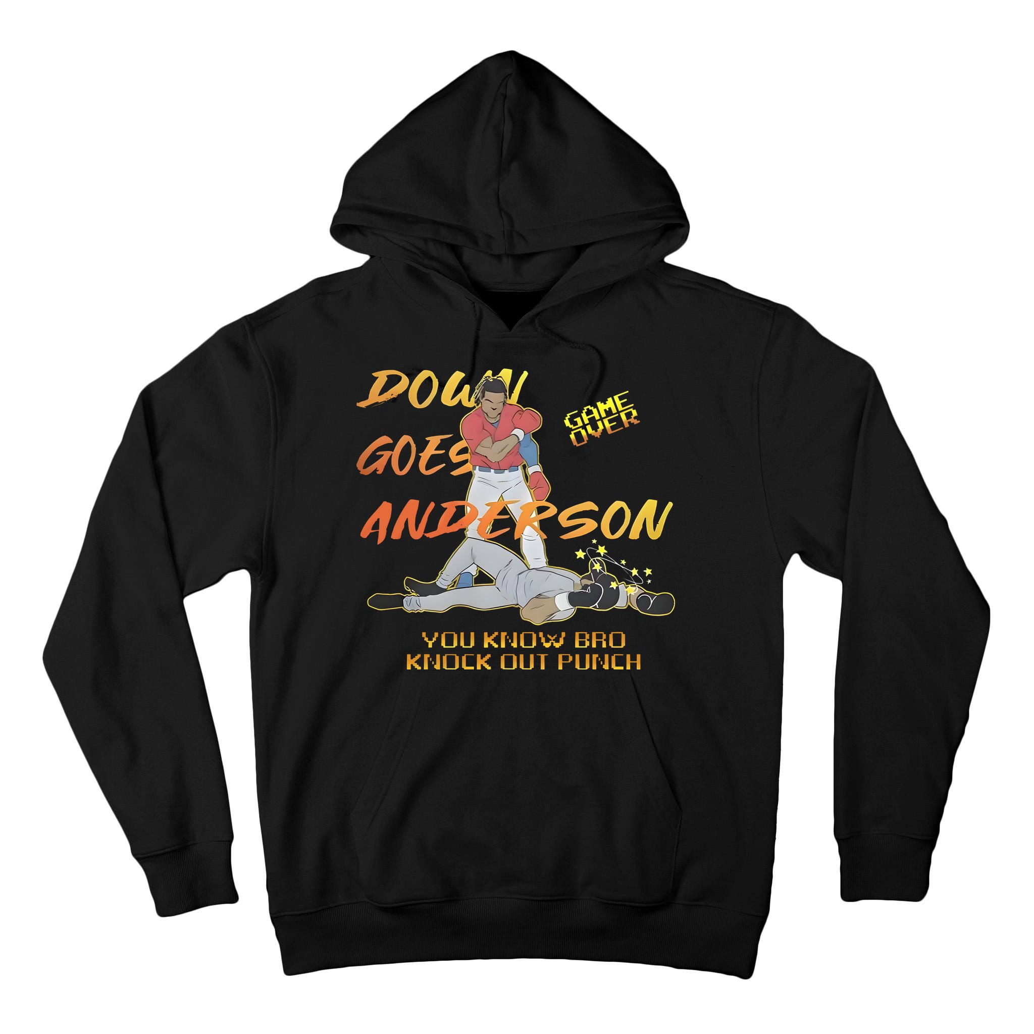 Down Goes Anderson Funny Baseball Meme Tall Hoodie