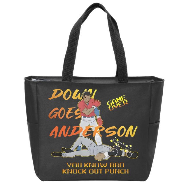 Down Goes Anderson Funny Baseball Meme Zip Tote Bag
