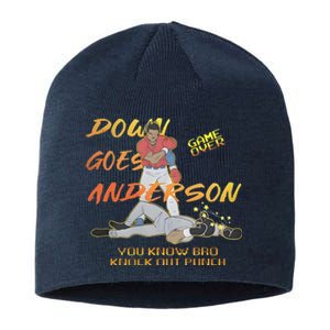 Down Goes Anderson Funny Baseball Meme Sustainable Beanie