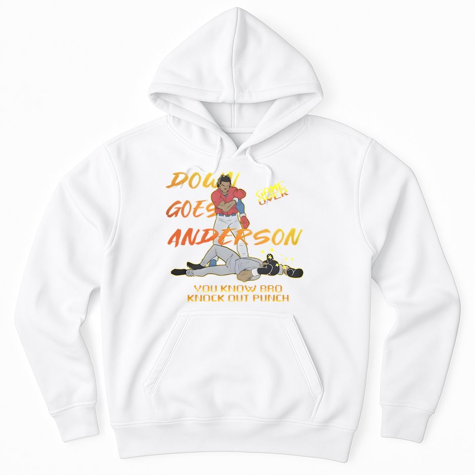 Down Goes Anderson Funny Baseball Meme Hoodie