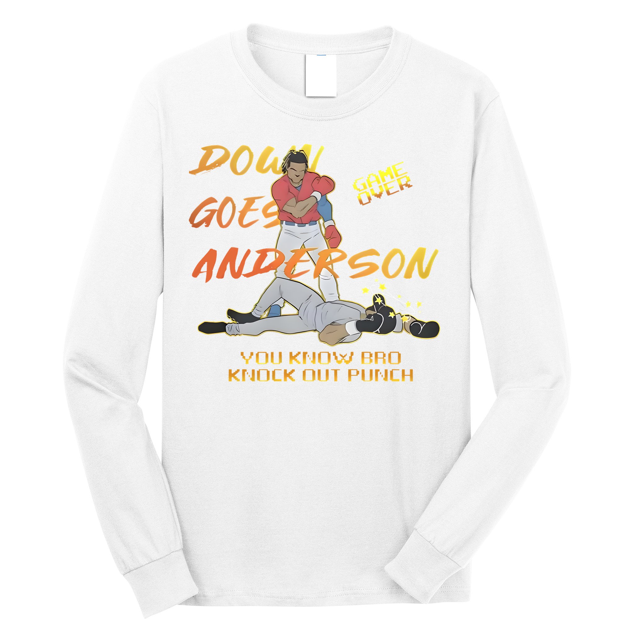Down Goes Anderson Funny Baseball Meme Long Sleeve Shirt