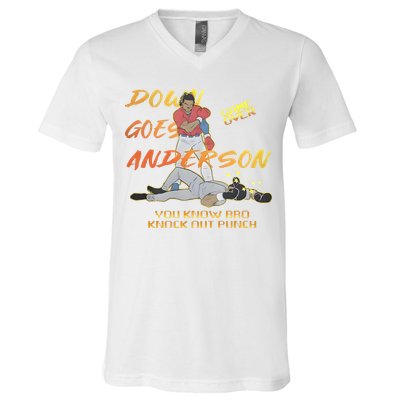 Down Goes Anderson Funny Baseball Meme V-Neck T-Shirt
