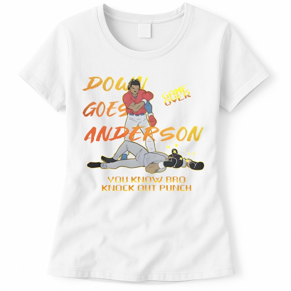 Down Goes Anderson Funny Baseball Meme Womens T-Shirt