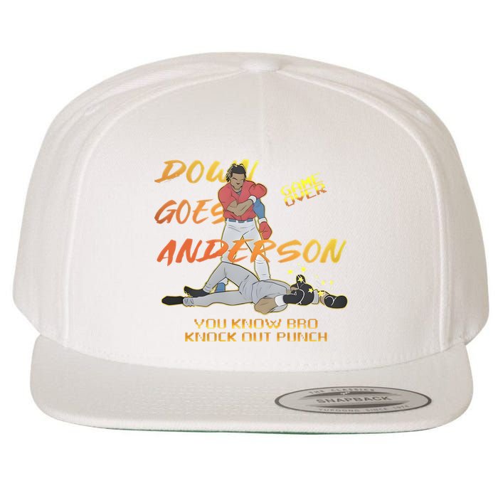 Down Goes Anderson Funny Baseball Meme Wool Snapback Cap