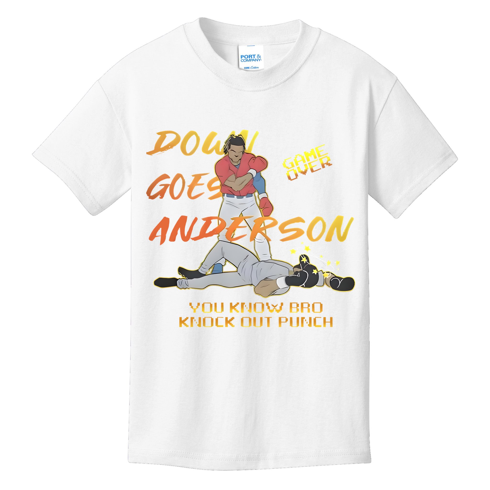 Down Goes Anderson Funny Baseball Meme Kids T-Shirt