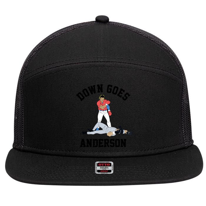 Down Goes Anderson 7 Panel Mesh Trucker Snapback Hat