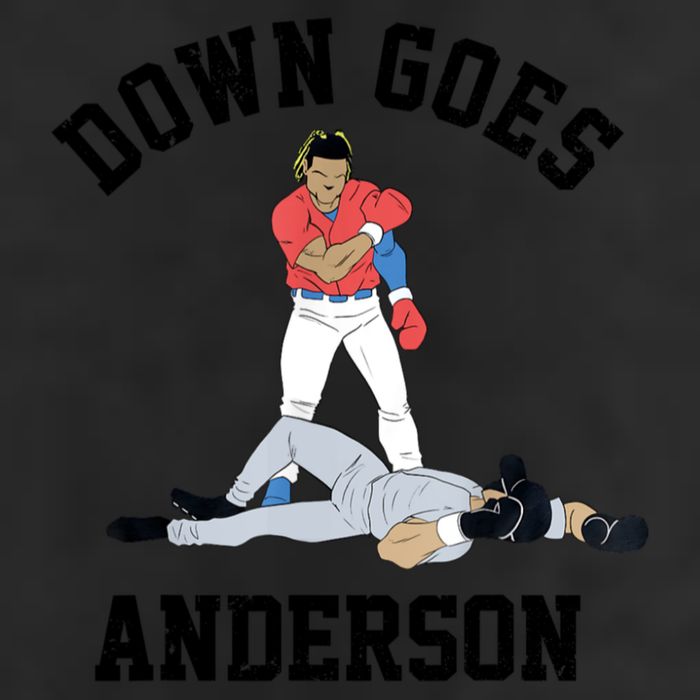 Down Goes Anderson 7 Panel Mesh Trucker Snapback Hat