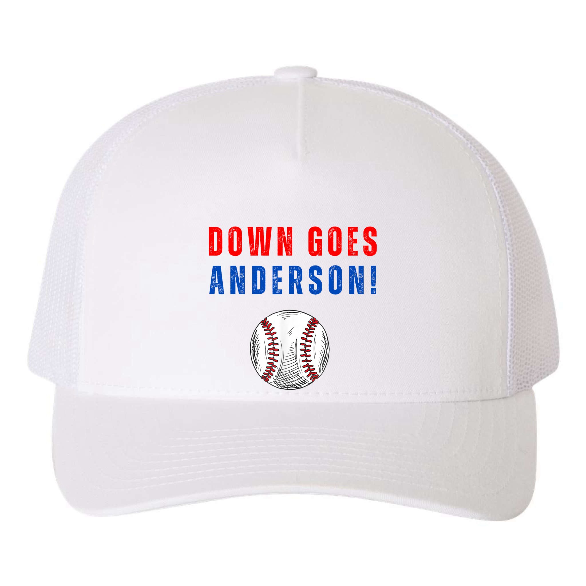 Down Goes Anderson Yupoong Adult 5-Panel Trucker Hat