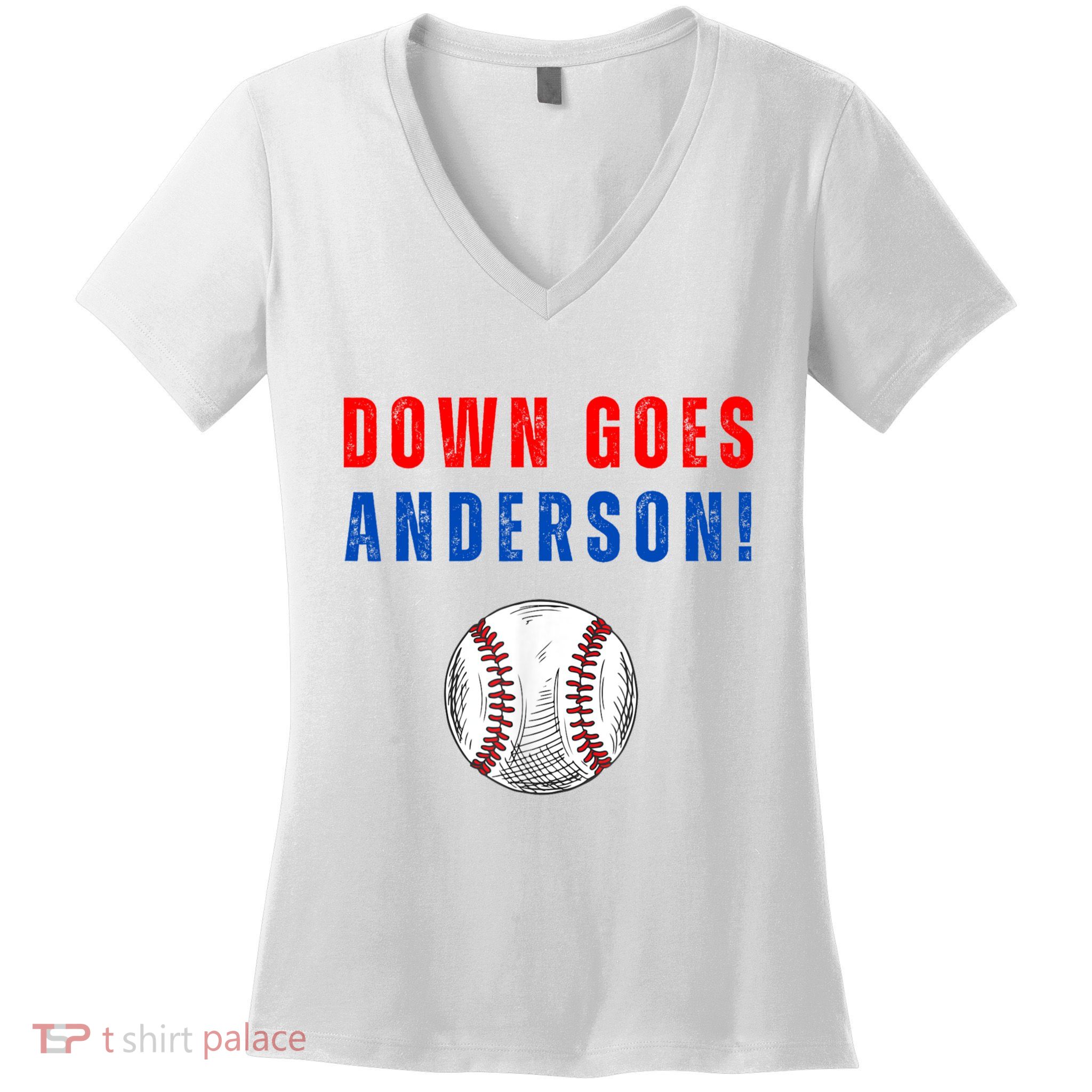 Down Goes Anderson Women's V-Neck T-Shirt