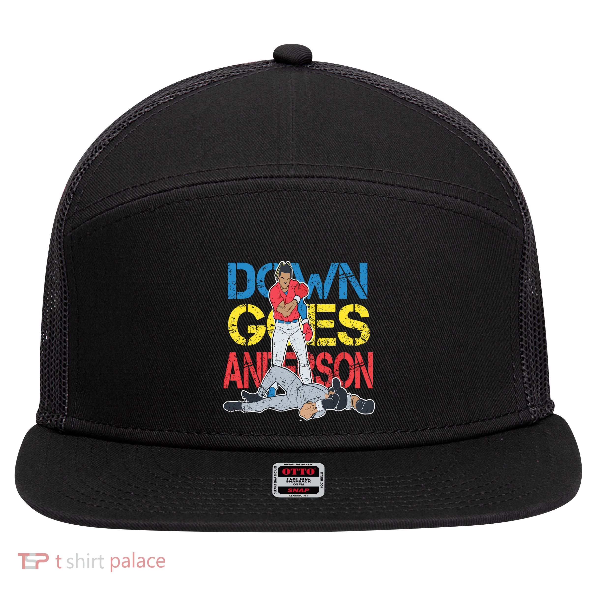 Down Goes Anderson 7 Panel Mesh Trucker Snapback Hat