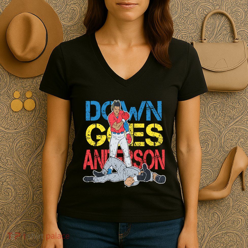 Down Goes Anderson Women's V-Neck T-Shirt