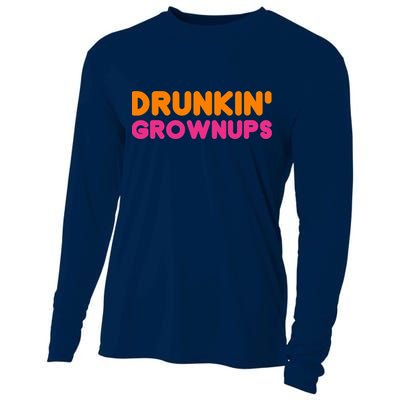 Drunkin' Grownups Adult Party Sarcastic Funny Humor Cooling Performance Long Sleeve Crew