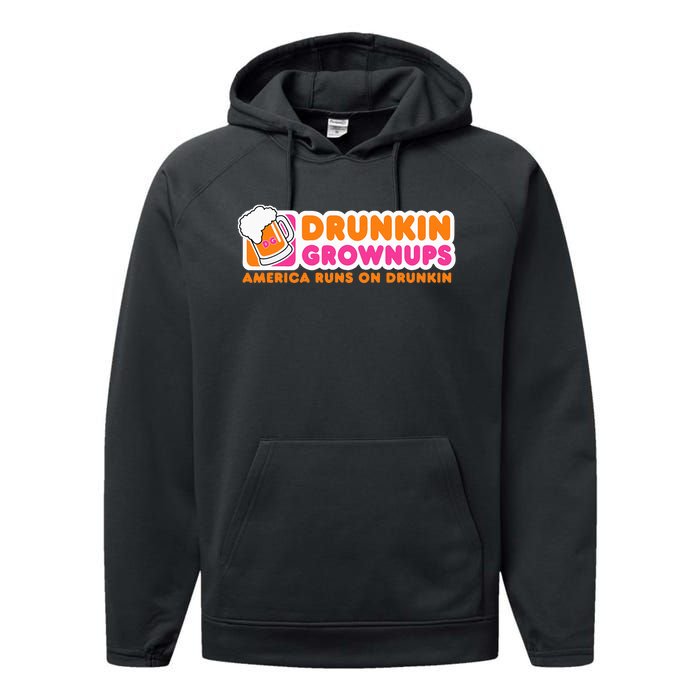 Drunkin Grownups Adult Party Sarcastic Performance Fleece Hoodie