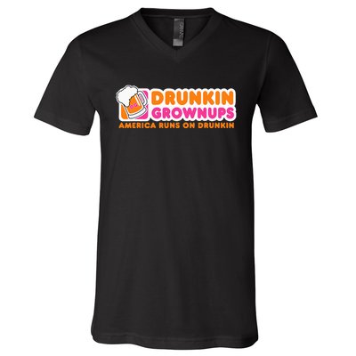 Drunkin Grownups Adult Party Sarcastic V-Neck T-Shirt