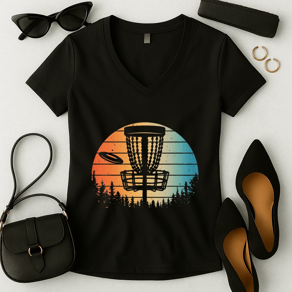 Disc Golf Art Disc Golfer Disc Golf Women's V-Neck T-Shirt