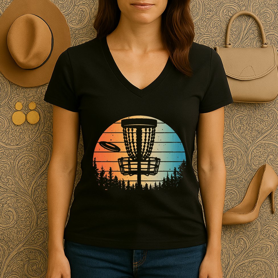 Disc Golf Art Disc Golfer Disc Golf Women's V-Neck T-Shirt