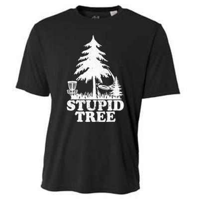 Disc Golf Art For  Stupid Tree Fun Disc Golf Player Cooling Performance Crew T-Shirt