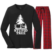 Disc Golf Art For  Stupid Tree Fun Disc Golf Player Women's Long Sleeve Flannel Pajama Set 