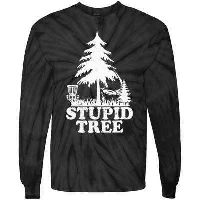 Disc Golf Art For  Stupid Tree Fun Disc Golf Player Tie-Dye Long Sleeve Shirt