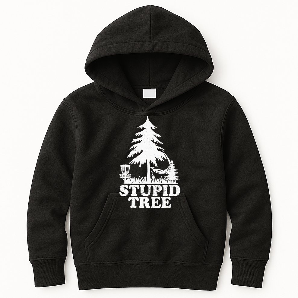 Disc Golf Art For  Stupid Tree Fun Disc Golf Player Kids Hoodie