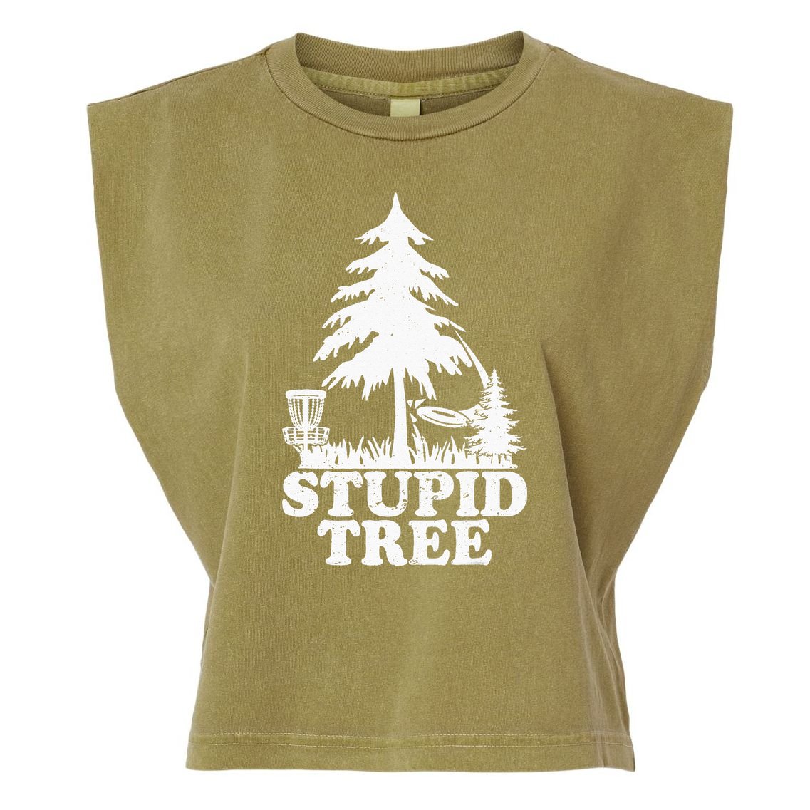 Disc Golf Art For  Stupid Tree Fun Disc Golf Player Garment-Dyed Women's Muscle Tee
