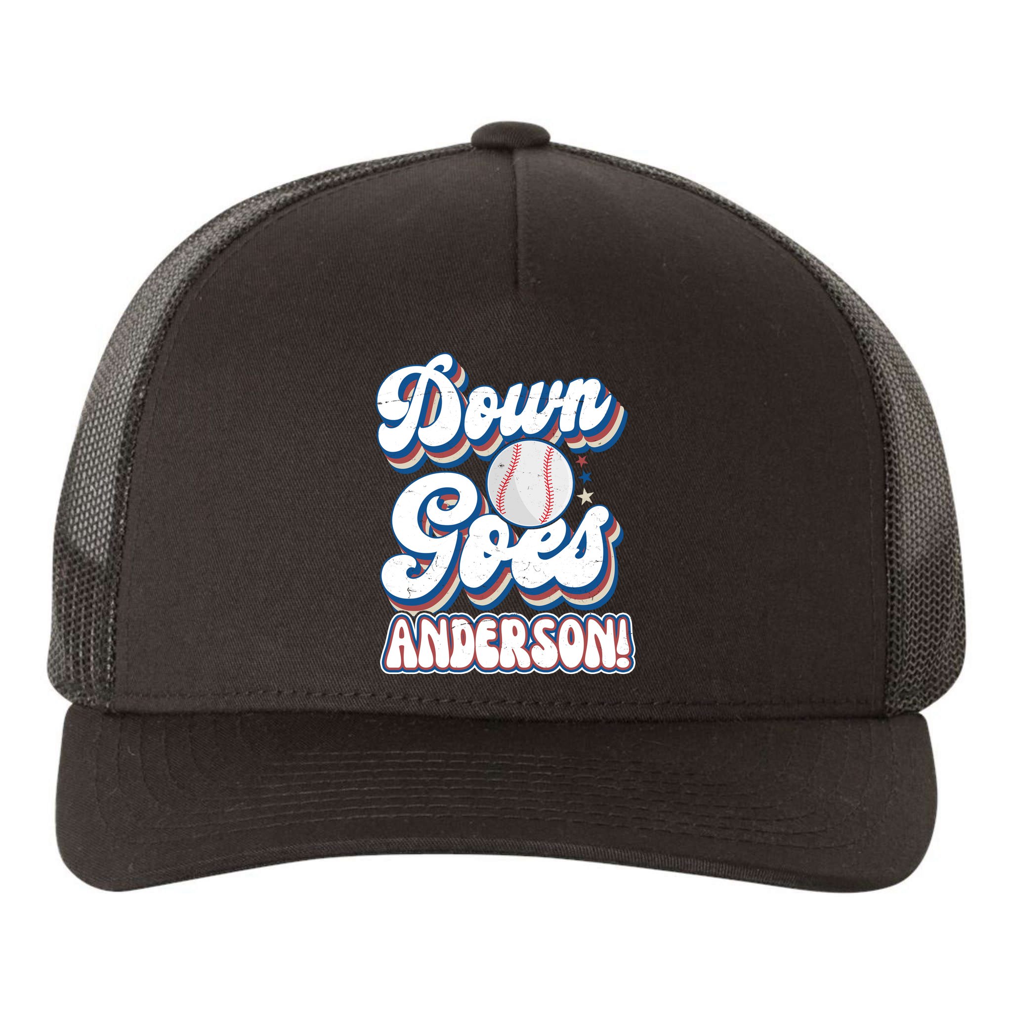 Down Goes Anderson Yupoong Adult 5-Panel Trucker Hat