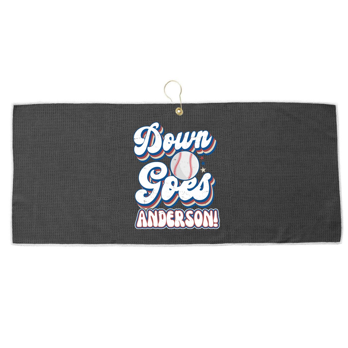 Down Goes Anderson Large Microfiber Waffle Golf Towel