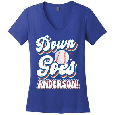 Down Goes Anderson Women's V-Neck T-Shirt