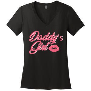 DaddyS Girl Adult Bdsm Ddlg Kinky Dom Sub Couples Women's V-Neck T-Shirt